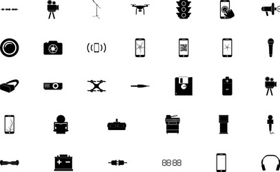electronics black color set solid style image vector image