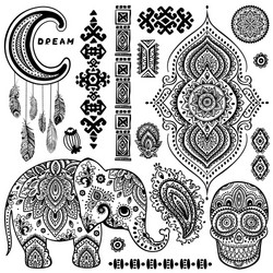 Indian Ornamental Symbol Set Vector Image