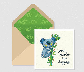 set for design envelope and card with cute Vector Image