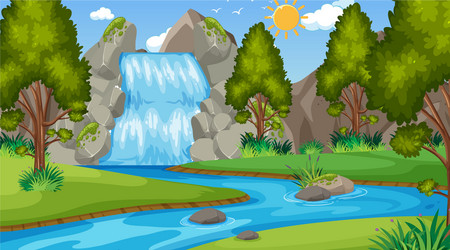 Background scene with many trees in park vector