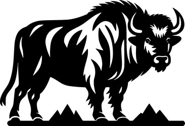 Bison - black and white Royalty Free Vector Image