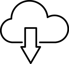 Cloud storage with dowload arrow line style vector