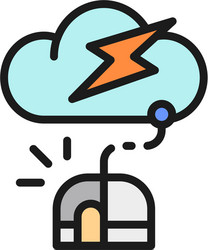 Computer mouse with cloud server flat color line vector