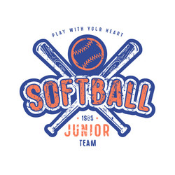 Emblem of softball junior team vector