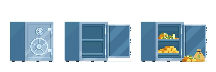 empty and closed safe open vector image