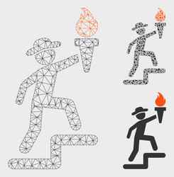 gentleman climbing with torch mesh 2d model vector image