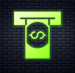 glowing neon atm - automated teller machine vector image