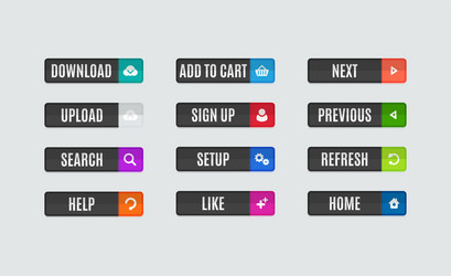 Modern flat design website navigation buttons vector