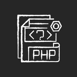 php file chalk white icon on black background vector image