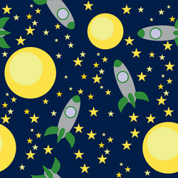 Seamless pattern with rockets and planets vector