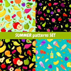seamless summer patterns set colorful vector image