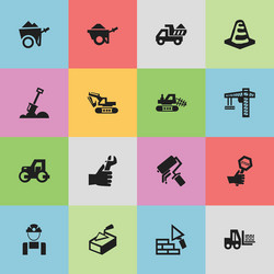set of 16 editable structure icons includes vector image