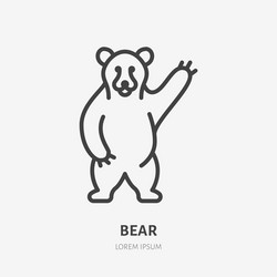 standing bear flat line icon thin sign Vector Image