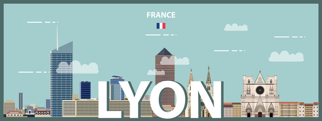 Colorful Lyon Skyline Poster Vector Image