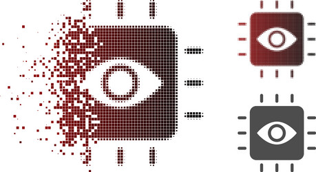 disintegrating pixelated halftone vision processor vector image
