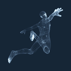 Jumping man graphics composed of particles 3d vector