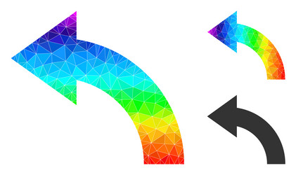 Polygonal rotate left icon with spectrum vector