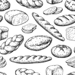 Rustic Bread Pattern - Bakery Sketch vector image