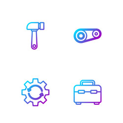 set line toolbox gear and arrows as workflow vector image