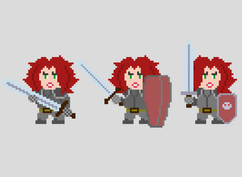 set of pixel characters in art style vector image