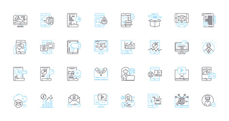 Web technology linear icons set html css vector