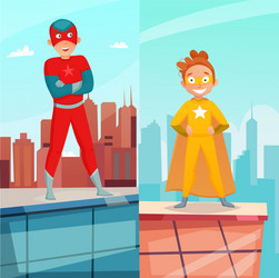 Kid superhero vertical banners vector