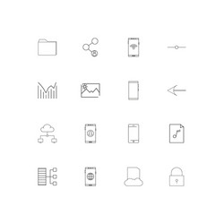 network and database simple linear icons set vector image