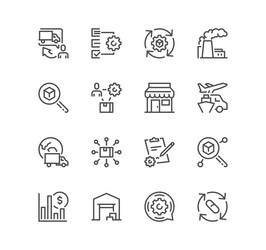 set of value and supply chain related icons vector