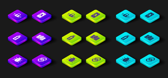 set system bug chain link usb flash drive vector image