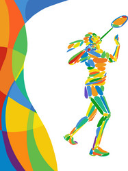 abstract colorful pattern with badminton player vector image