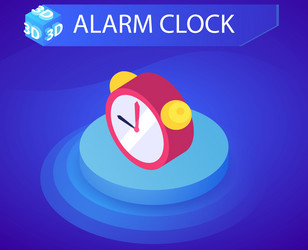 alarm clock isometric design icon web 3d vector image