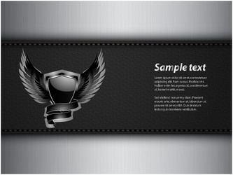 Black shield and sample text on leather metal vector