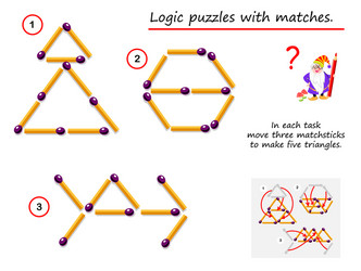 logical puzzle game with matches in each task vector image