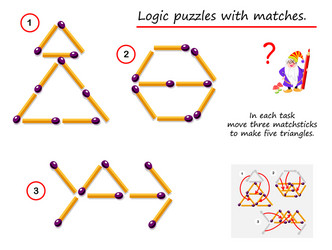 logical puzzle game with matches in each task vector