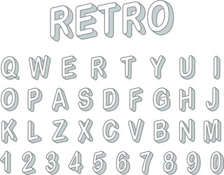 Retro 3D Font Clip Art - Letters & Numbers vector image