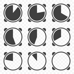 set of timers icons on transparent background vector image