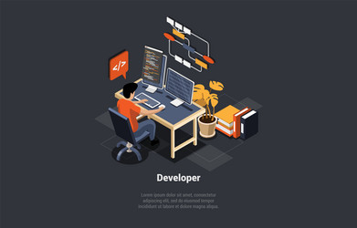 Software development coding process concept vector