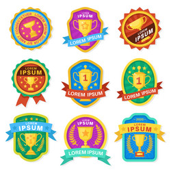 trophy cup goblet emblems achievement awards vector