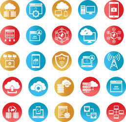 data and networking icons set every single vector image