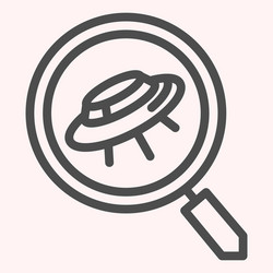 search scan for ufo line icon spaceship and lens vector image
