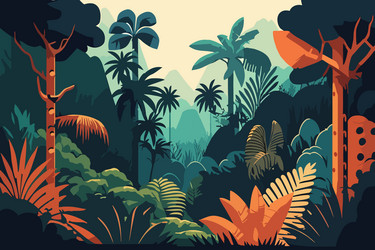 Tropical Jungle Scene Vector Image