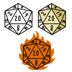 Flaming D20 Dice for RPG & D&D vector image