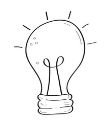 light bulb icon in doodle style sketch vector image