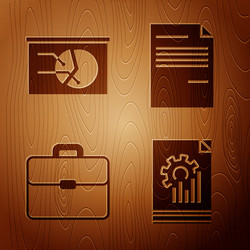 set document with graph chart board vector image