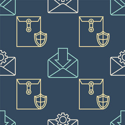 set line envelope setting with shield vector image