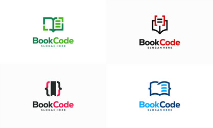 set of pixel book logo template designs coding vector image