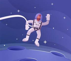 astronaut character exploring outer space cartoon vector image