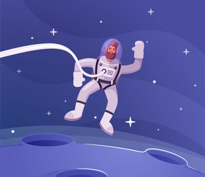 Astronaut character exploring outer space cartoon vector