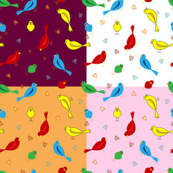 Cheerful Bird Pattern - Four Color Variations vector image