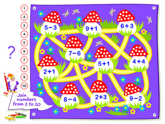 Logic puzzle game for little children math vector